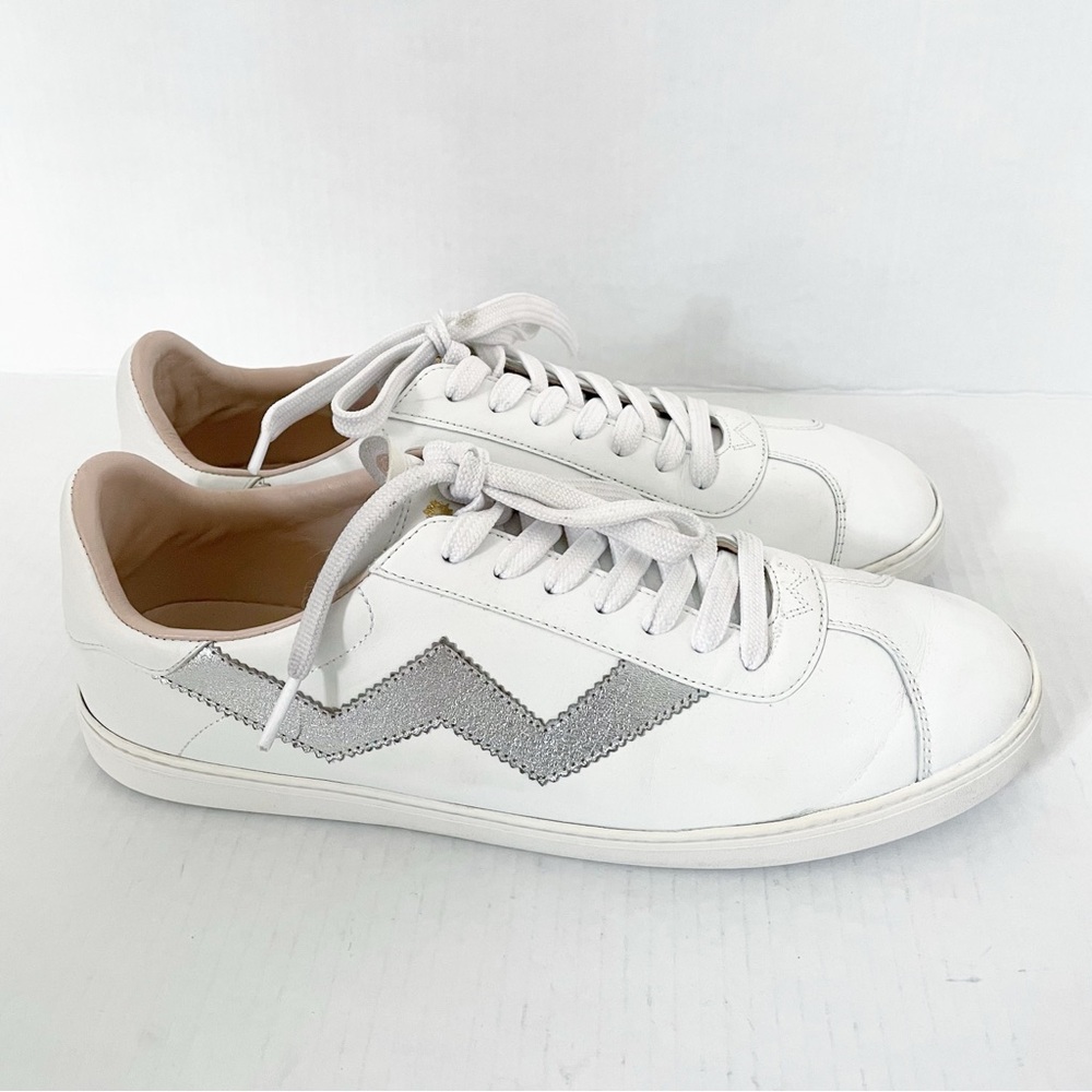 Stuart Weitzman Daryl lace up Sneakers in white and silver  size 11.5